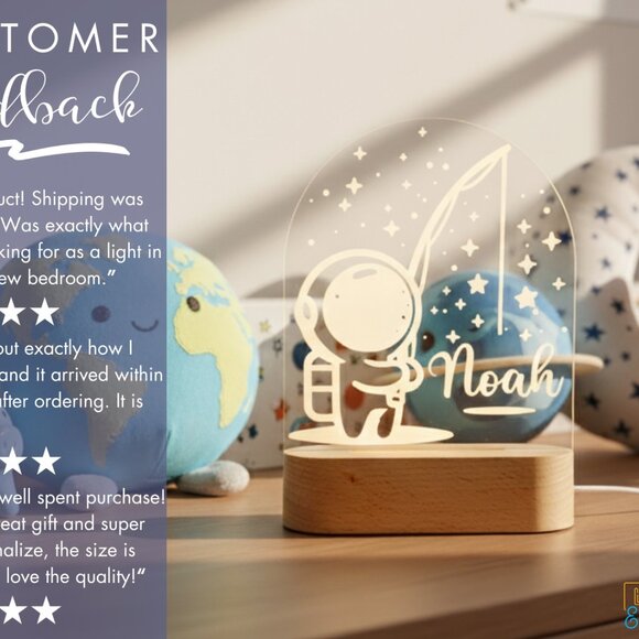 Custom Astronaut Night Light – Personalized LED Lamp for Kids - Picture 7 of 8